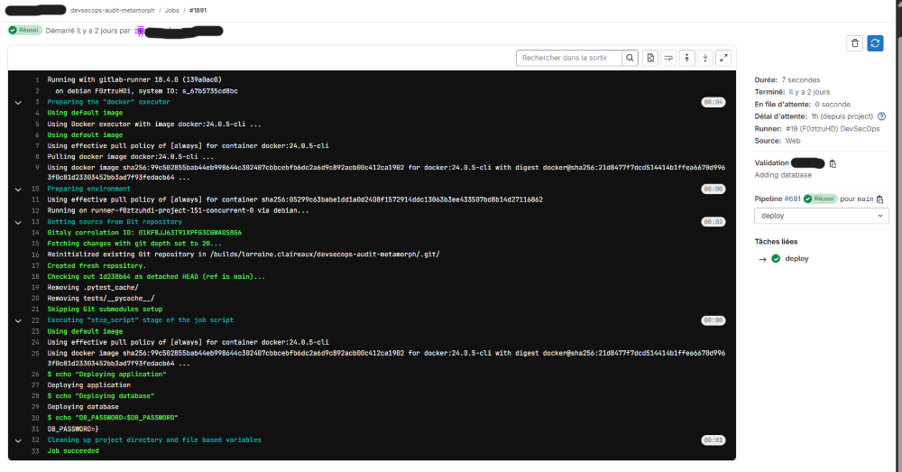 Projet Métamorph Audit Sécurité CI/CD